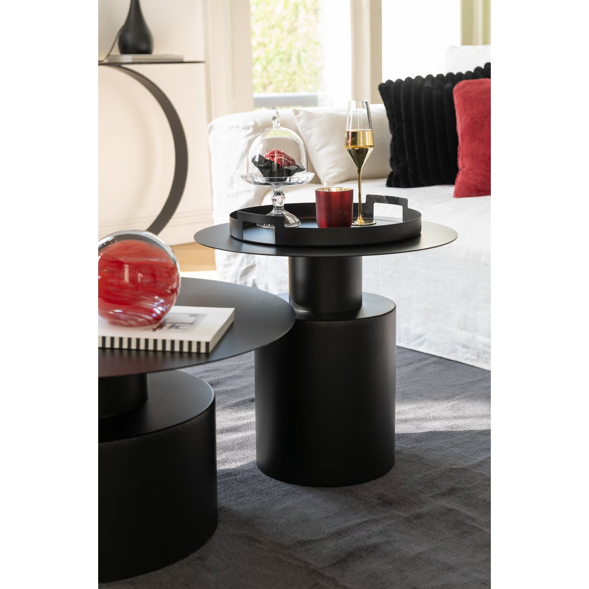 J-Line Couchtisch Rund Metall Schwarz